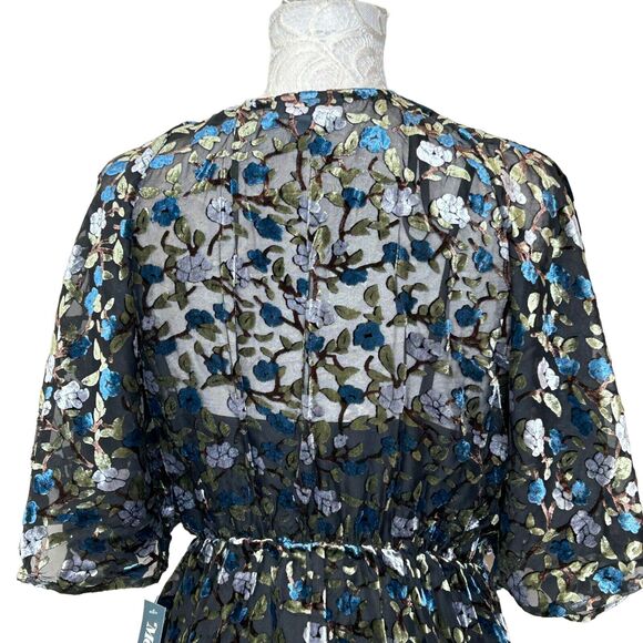 ModCloth Dramatic Depths Velvet Floral Dress Black Multicolor Women's Small NWT - Picture 5 of 12